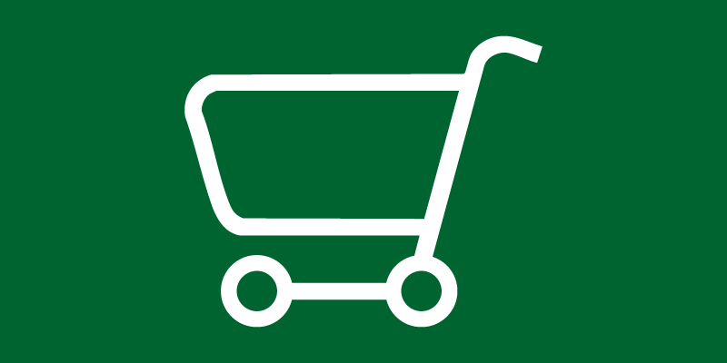 Produkte in den Warenkorb legen und einfach online bestellen Icon eines Einkaufswagens für Online-Bestellungen im Shop