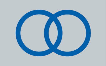 Grafisches Symbol mit zwei überlappenden Kreisen – Darstellung von Verbindungen Symbol mit zwei überlappenden blauen Kreisen